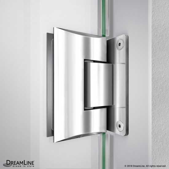 Unidoor-LS 23 in. W x 72 in. H Frameless Hinged Shower Door in Chrome