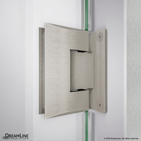 Unidoor-LS 36-37 in. W x 72 in. H Frameless Hinged Shower Door in Brushed Nickel