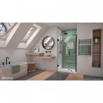 Unidoor-LS 36-37 in. W x 72 in. H Frameless Hinged Shower Door in Satin Black