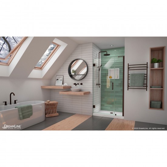 Unidoor-LS 37-38 in. W x 72 in. H Frameless Hinged Shower Door in Oil Rubbed Bronze