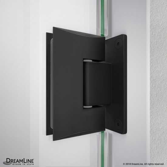 Unidoor-LS 38-39 in. W x 72 in. H Frameless Hinged Shower Door in Satin Black