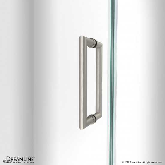 Unidoor-LS 41-42 in. W x 72 in. H Frameless Hinged Shower Door in Brushed Nickel