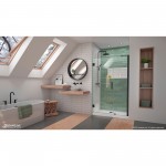 Unidoor-LS 41-42 in. W x 72 in. H Frameless Hinged Shower Door in Satin Black