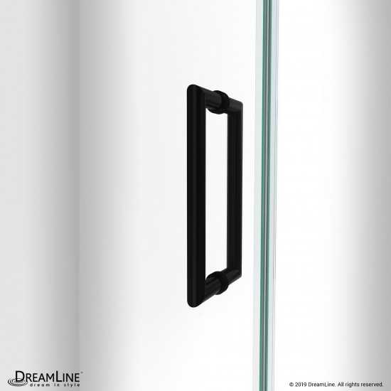 Unidoor-LS 41-42 in. W x 72 in. H Frameless Hinged Shower Door in Satin Black