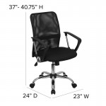 Mid-Back Black Mesh Swivel Task Office Chair with Lumbar Support Band and Arms