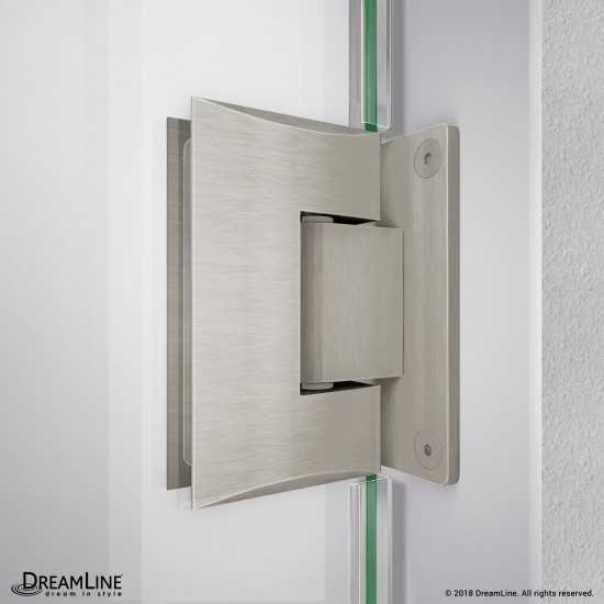 Unidoor-LS 48-49 in. W x 72 in. H Frameless Hinged Shower Door in Brushed Nickel