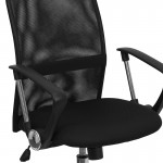 Mid-Back Black Mesh Swivel Task Office Chair with Lumbar Support Band and Arms