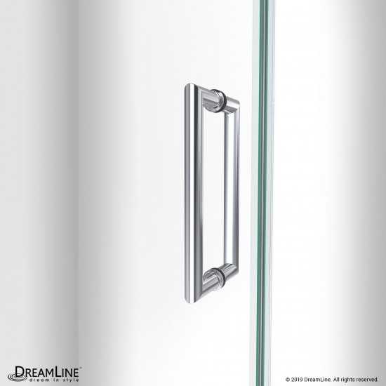 Unidoor-LS 46-47 in. W x 72 in. H Frameless Hinged Shower Door with L-Bar in Chrome
