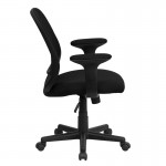 Y-GO Office Chair™ Mid-Back Black Mesh Swivel Task Office Chair with Arms