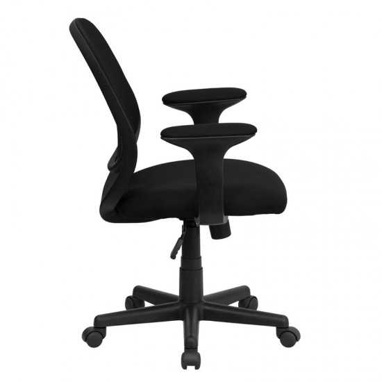 Y-GO Office Chair™ Mid-Back Black Mesh Swivel Task Office Chair with Arms