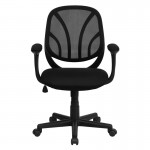 Y-GO Office Chair™ Mid-Back Black Mesh Swivel Task Office Chair with Arms