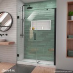Unidoor-LS 50-51 in. W x 72 in. H Frameless Hinged Shower Door in Satin Black