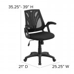 Mid-Back Designer Black Mesh Swivel Task Office Chair with Open Arms