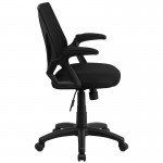 Mid-Back Designer Black Mesh Swivel Task Office Chair with Open Arms