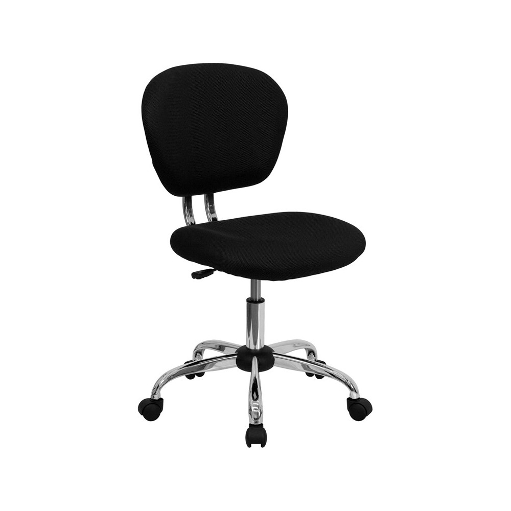 Mid-Back Black Mesh Padded Swivel Task Office Chair with Chrome Base