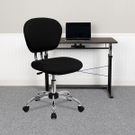 Mid-Back Black Mesh Padded Swivel Task Office Chair with Chrome Base