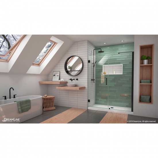 Unidoor-LS 54-55 in. W x 72 in. H Frameless Hinged Shower Door in Satin Black