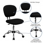 Mid-Back Black Mesh Padded Swivel Task Office Chair with Chrome Base