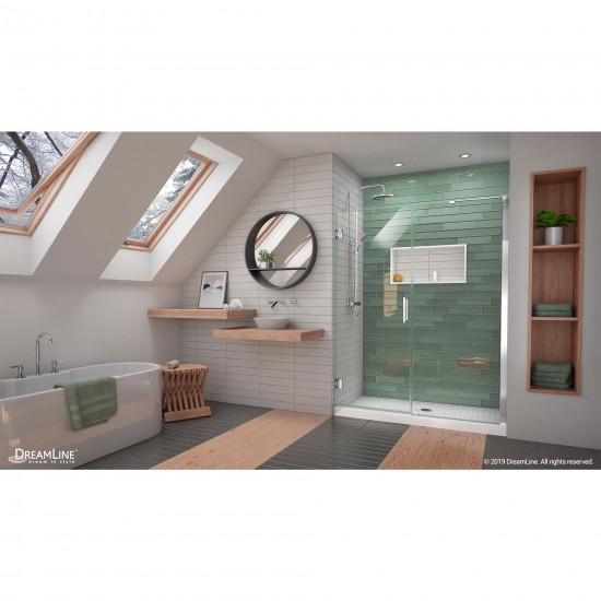 Unidoor-LS 55-56 in. W x 72 in. H Frameless Hinged Shower Door in Chrome