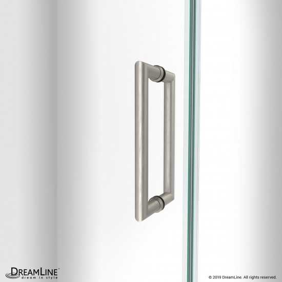 Unidoor-LS 55-56 in. W x 72 in. H Frameless Hinged Shower Door in Brushed Nickel