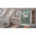 Unidoor-LS 56-57 in. W x 72 in. H Frameless Hinged Shower Door with L-Bar in Chrome