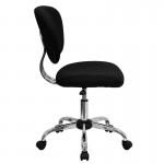 Mid-Back Black Mesh Padded Swivel Task Office Chair with Chrome Base