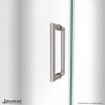 Unidoor-LS 56-57 in. W x 72 in. H Frameless Hinged Shower Door with L-Bar in Brushed Nickel