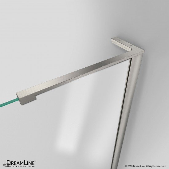 Unidoor-LS 56-57 in. W x 72 in. H Frameless Hinged Shower Door with L-Bar in Brushed Nickel