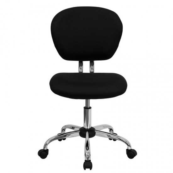 Mid-Back Black Mesh Padded Swivel Task Office Chair with Chrome Base