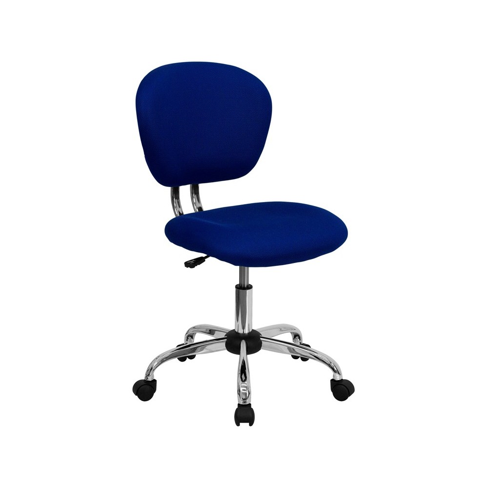 Mid-Back Blue Mesh Padded Swivel Task Office Chair with Chrome Base