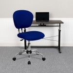 Mid-Back Blue Mesh Padded Swivel Task Office Chair with Chrome Base