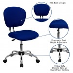 Mid-Back Blue Mesh Padded Swivel Task Office Chair with Chrome Base