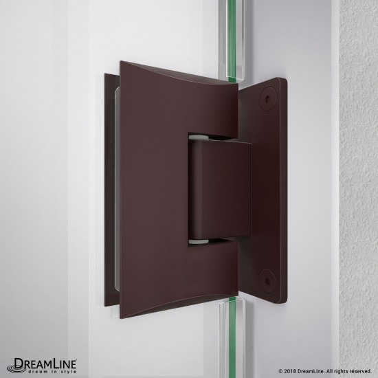 Unidoor-LS 57-58 in. W x 72 in. H Frameless Hinged Shower Door with L-Bar in Oil Rubbed Bronze