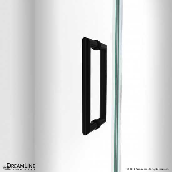 Unidoor-LS 57-58 in. W x 72 in. H Frameless Hinged Shower Door with L-Bar in Satin Black