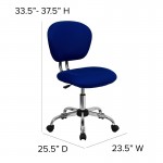 Mid-Back Blue Mesh Padded Swivel Task Office Chair with Chrome Base