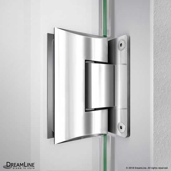 Unidoor-LS 58-59 in. W x 72 in. H Frameless Hinged Shower Door with L-Bar in Chrome