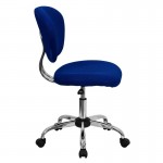 Mid-Back Blue Mesh Padded Swivel Task Office Chair with Chrome Base