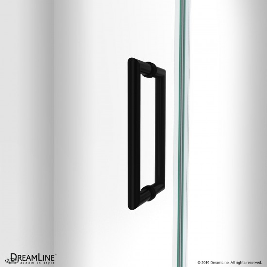 Unidoor-LS 59-60 in. W x 72 in. H Frameless Hinged Shower Door with L-Bar in Satin Black