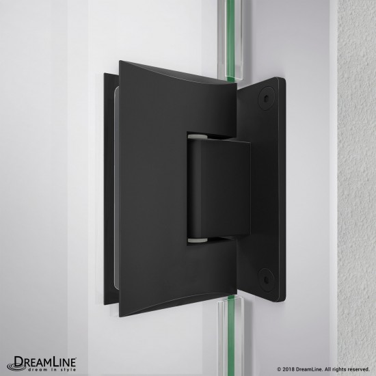 Unidoor-LS 59-60 in. W x 72 in. H Frameless Hinged Shower Door with L-Bar in Satin Black