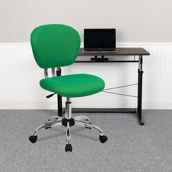 Mid-Back Bright Green Mesh Padded Swivel Task Office Chair with Chrome Base