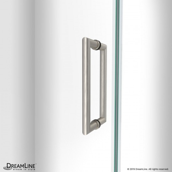 Unidoor-LS 60-61 in. W x 72 in. H Frameless Hinged Shower Door with L-Bar in Brushed Nickel
