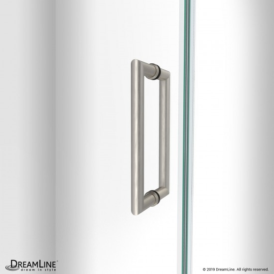 Unidoor-LS 29-30 in. W x 72 in. H Frameless Hinged Shower Door in Brushed Nickel