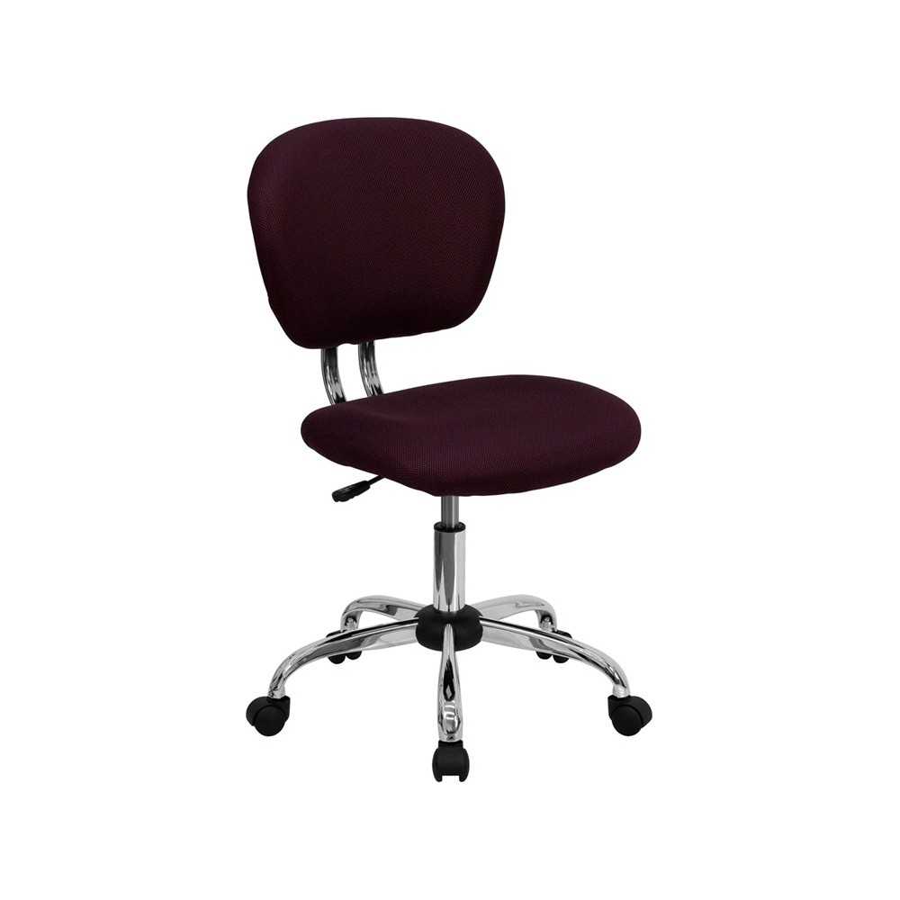 Mid-Back Burgundy Mesh Padded Swivel Task Office Chair with Chrome Base