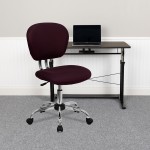 Mid-Back Burgundy Mesh Padded Swivel Task Office Chair with Chrome Base