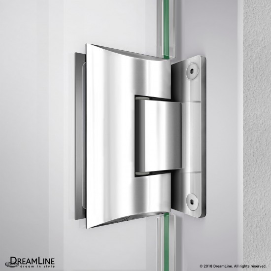 Unidoor-LS 32-33 in. W x 72 in. H Frameless Hinged Shower Door in Chrome