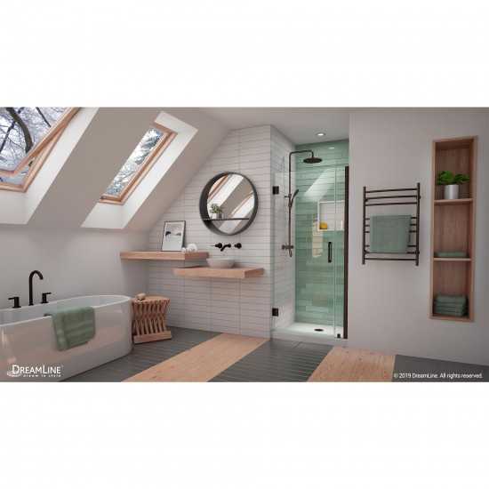 Unidoor-LS 32-33 in. W x 72 in. H Frameless Hinged Shower Door in Oil Rubbed Bronze