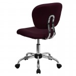 Mid-Back Burgundy Mesh Padded Swivel Task Office Chair with Chrome Base