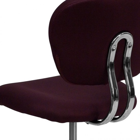 Mid-Back Burgundy Mesh Padded Swivel Task Office Chair with Chrome Base