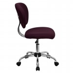 Mid-Back Burgundy Mesh Padded Swivel Task Office Chair with Chrome Base