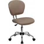 Mid-Back Coffee Brown Mesh Padded Swivel Task Office Chair with Chrome Base